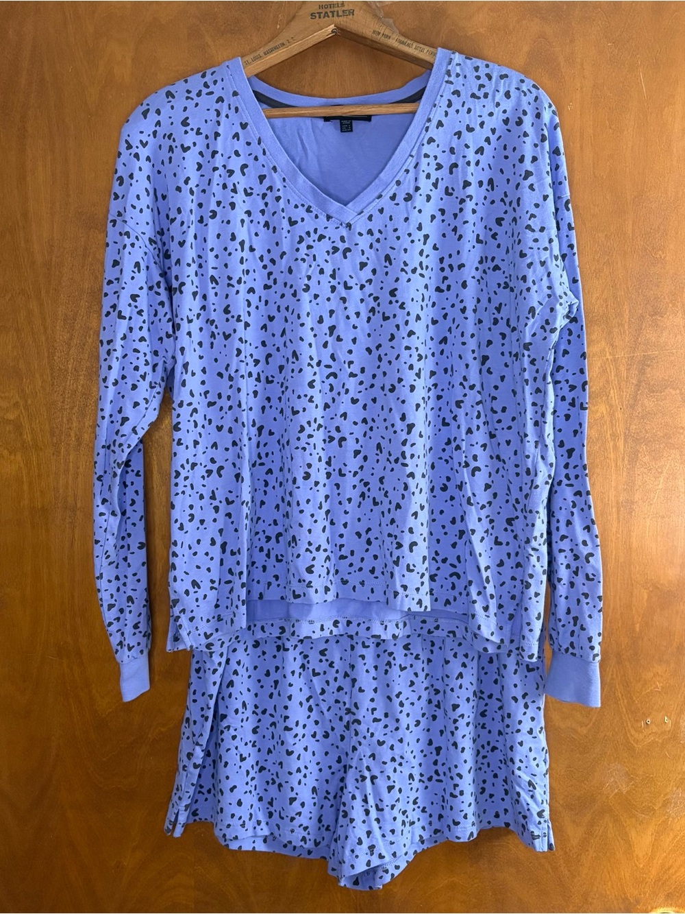 PJ Salvage Lavender Purple Leopard Print Two Piece Top Shorts Pajama Set XL Larg